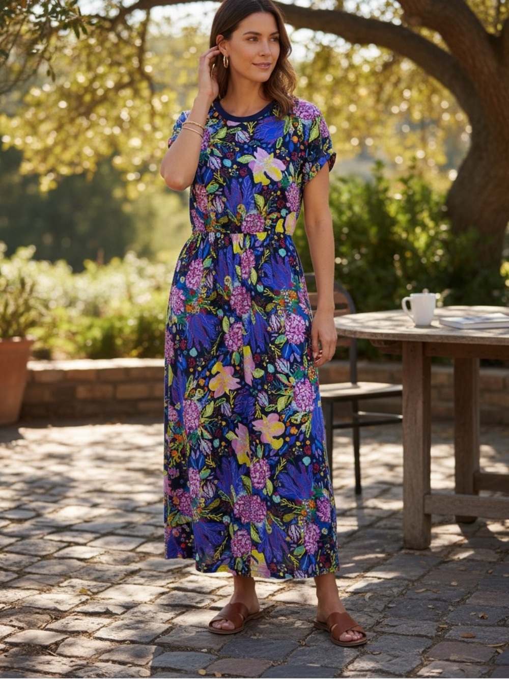 Gorman floral print jumpsuit Crewneck Size 6 Blue Vacation Resortwear Party